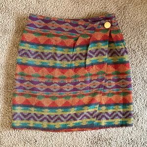 Colorful patterned wraparound skirt